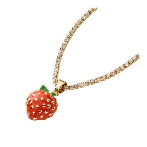 Kate Spade New York x Target Strawberry Charm Gold Tone Tennis Necklace NEW - Picture 1 of 11
